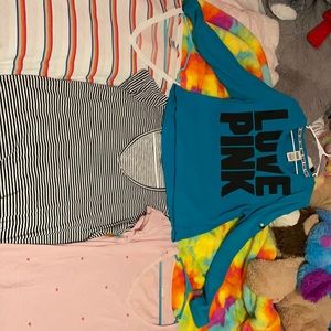PINK V-neck shirts with a long sleeve shirt